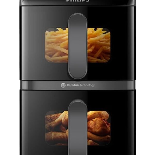 Philips Stacked Airfryer 4000 Serie Heißluftfritteuse, Schwarz/Grau, 10 L
